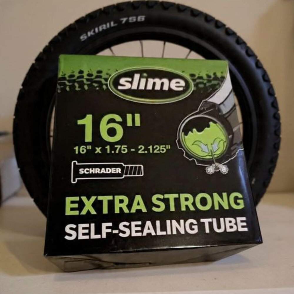 Slime 16" Extra Strong Self-Sealing Bike Tube (Schrader Valve, 16 x 1.75 - 2.125